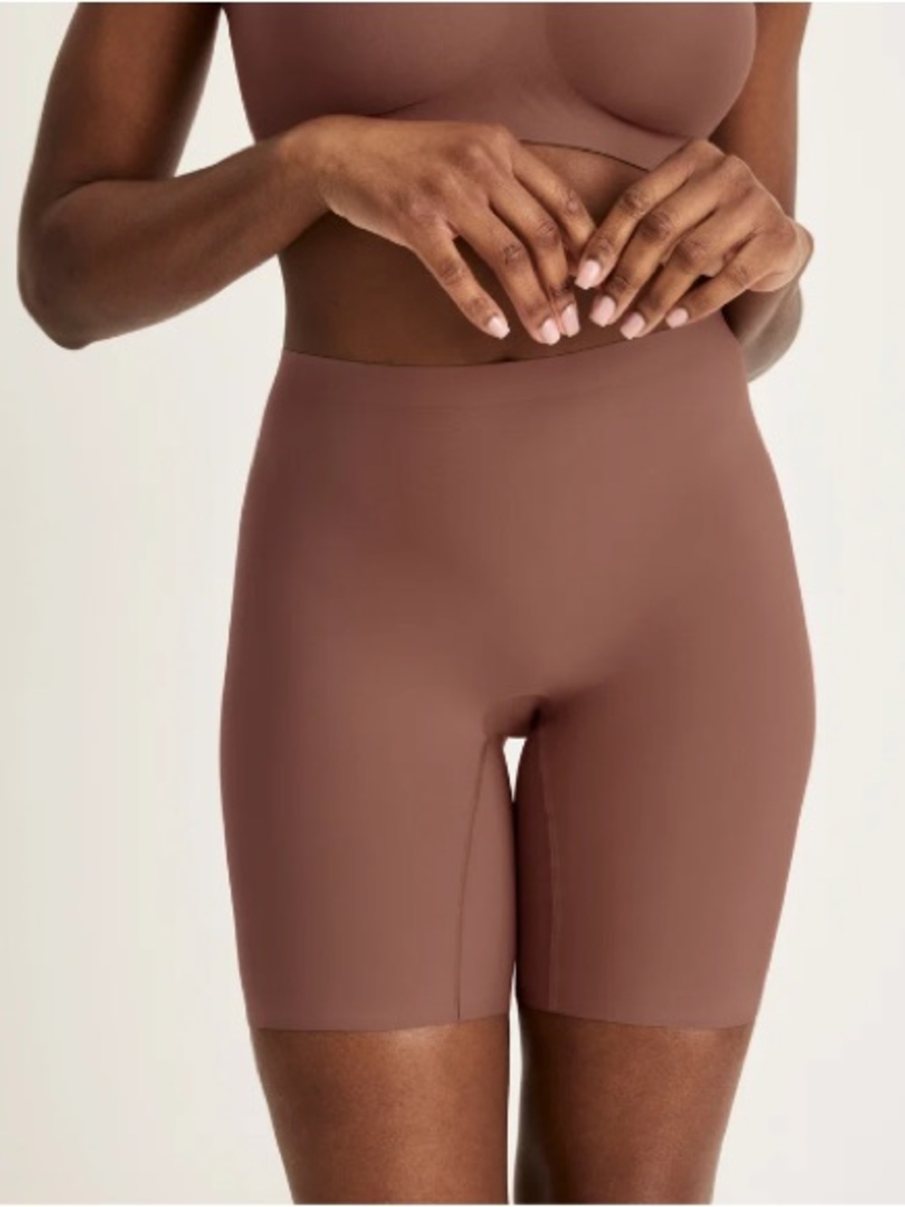 knix  6" Thigh Saver Short, no compression, in colour "sola" ( a mauve brown)